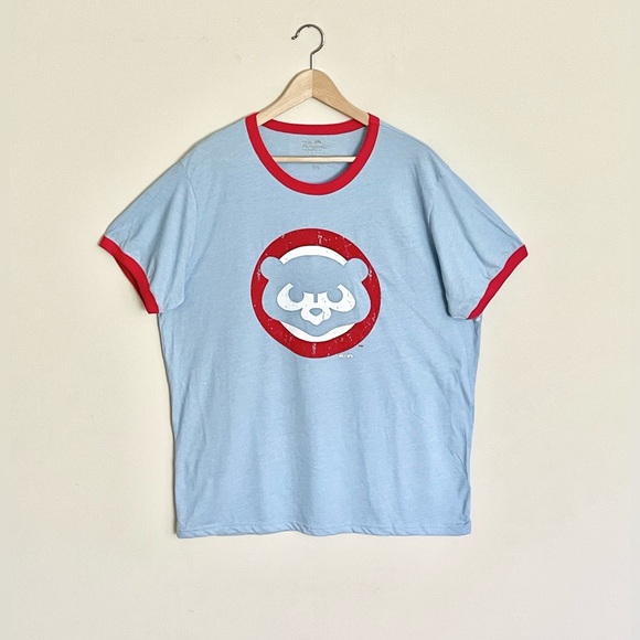NEW Majestic Threads MLB Chicago Cubs Light Blue Ringer T Shirt Adult 2XL - Picture 2 of 10
